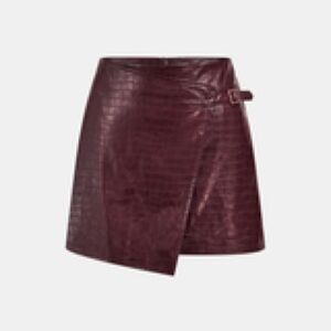 Elegant Burgundy Wrap Skirt